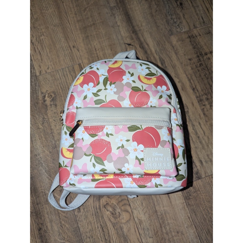 Disney Minnie Mouse Peach & Flower Mini Backpack Bag‎ Bioworld